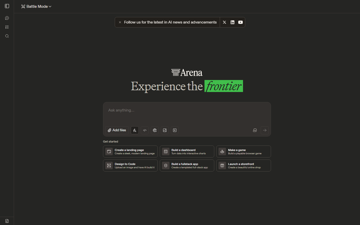 Arena website snapshot